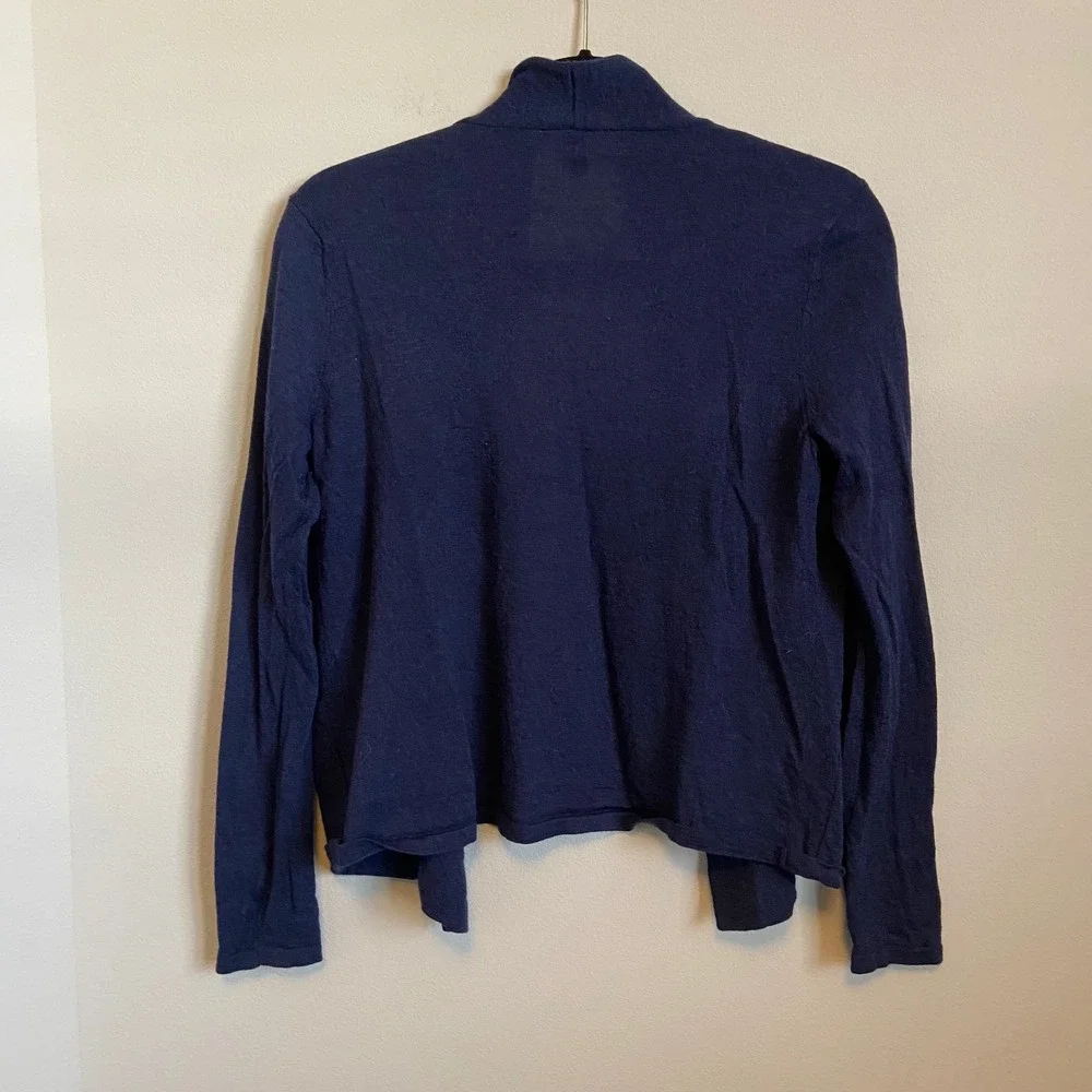 Eileen Fisher Navy Open-Front Lightweight Cardigan - Picture 5 of 7